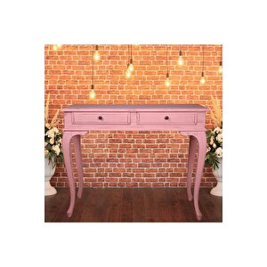 Ahşap 120 Cm Çekmeceli Pembe Eskitme Dresuar