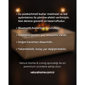 Şömineli - Ses Sistemli Traverten Orta Sehpa
