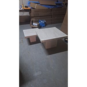 Most Marmoris Mermer Görünümlü %100 Mdf Orta Sehpa Set Bej (evi̇ni̇ze Tesli̇m) Antik Bej