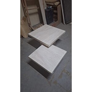 Most Marmoris Mermer Görünümlü %100 Mdf Orta Sehpa Set Bej (evi̇ni̇ze Tesli̇m) Antik Bej