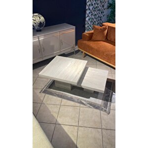 Most Marmoris Mermer Görünümlü %100 Mdf Orta Sehpa Set Bej (evi̇ni̇ze Tesli̇m)