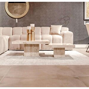 Most Marmoris Mermer Görünümlü %100 Mdf Orta Sehpa Set Bej (evi̇ni̇ze Tesli̇m)