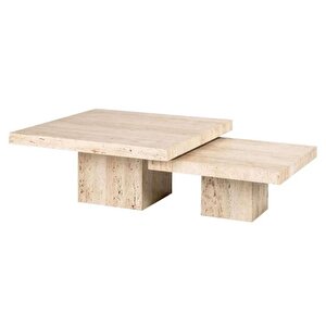 Most Marmoris Mermer Görünümlü %100 Mdf Orta Sehpa Set Bej (evi̇ni̇ze Tesli̇m)