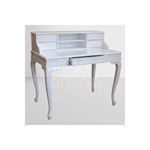 Roys Ahşap 5216 Beyaz 110 Cm Çekmeceli Lükens Raflı Ofis Çalışma Masası