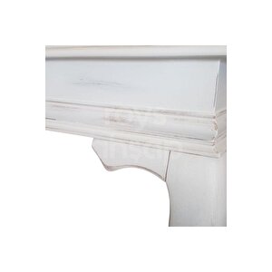 Roys Ahşap 5216 Beyaz Eskitme 110 Cm Çekmeceli Lükens Raflı Ofis Çalışma Masası