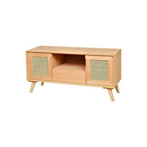 4561 Masif Ham 120 Cm Retro Hasırlı Tv Ünitesi