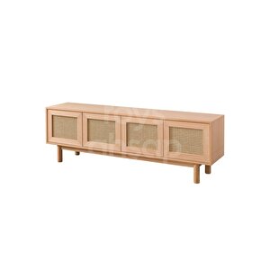 Roys Ahşap 4582 Masif Ham 200 Cm Modern Hasırlı Tv Ünitesi