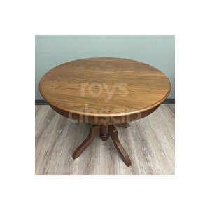 Roys Ahşap 100 Cm Açık Ceviz Yuvarlak İlaveli Baba Ayak Yemek Masası