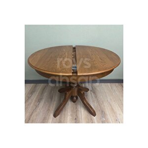Roys Ahşap 100 Cm Açık Ceviz Yuvarlak İlaveli Baba Ayak Yemek Masası