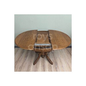 Roys Ahşap 100 Cm Açık Ceviz Yuvarlak İlaveli Baba Ayak Yemek Masası