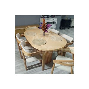 Roys Ahşap 5058 Naturel 170 Cm Papatya Oval Çıtalı Yemek Masası