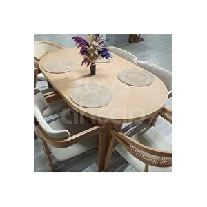 Roys Ahşap 5058 Naturel 170 Cm Papatya Oval Çıtalı Yemek Masası