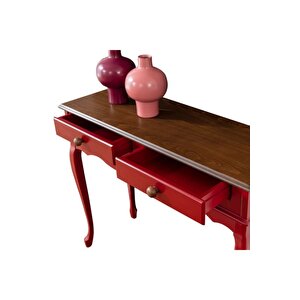 Ahşap 100 Cm Kırmızı Üstü Ceviz Çift Çekmeceli Dresuar