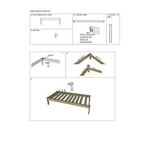 Doğal Masif Ahşap Butik Karyola Ceviz Renk Başlıksız 180x200 Cm