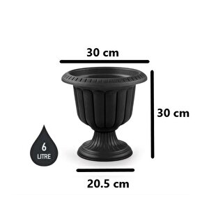 So-n000 Nergiz Dekoratif Saksı Takımı 6 Litre No 0 Antrasit