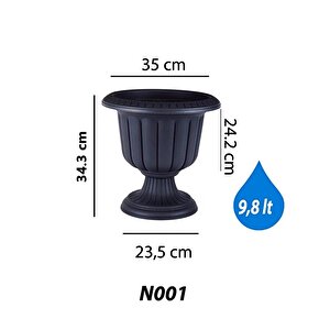 So-n001 Nergiz Dekoratif Saksı 9,8 Lt Antrasit 3 Adet