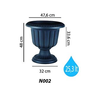 So-n002 Nergiz Dekoratif Dış Mekan Saksı 25,3 Lt Antrasit 3 Adet