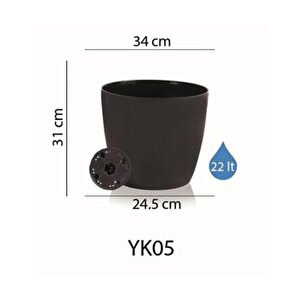 So-yk05 Yakut Saksı Takımı Separetörlü 22 Lt 3 Adet Siyah