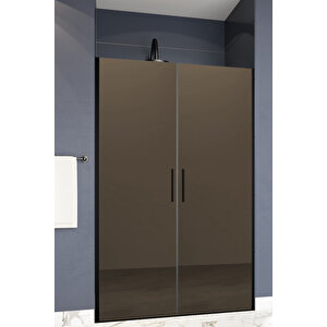 Mono Temperli 6 Mm Boy Menteşeli Ön Cephe Duşakabin Siyah Profil Bronz Reflekte Cam 131 cm