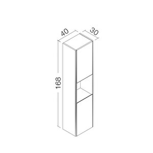 Duden 40 Cm Beyaz Banyo Boy Çamaşır Dolabı
