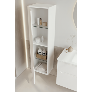 Messina 40 Cm Mat Beyaz Banyo Boy Dolabı