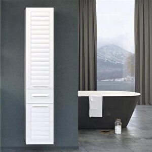 Perge 35 Cm Beyaz Raflı Banyo Boy Çamaşır Dolabı