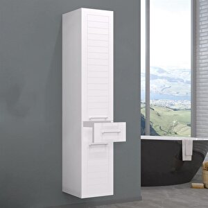 Perge 35 Cm Beyaz Raflı Banyo Boy Çamaşır Dolabı