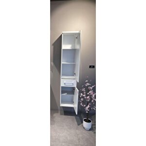 Perge 35 Cm Beyaz Raflı Banyo Boy Çamaşır Dolabı