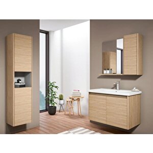 Duden 40 Cm Meşe Banyo Boy Çamaşır Dolabı