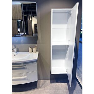 Urla 40 Cm Parlak Beyaz Banyo Boy Çamaşır Dolabı