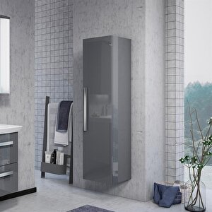 Urla 40 Cm Parlak Antrasit Banyo Boy Çamaşır Dolabı