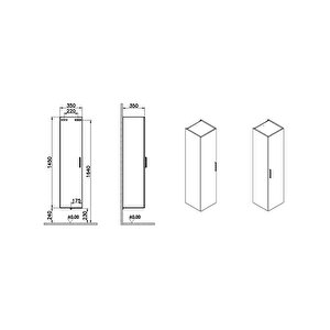 Vitra Mia Banyo Boy Dolabı, Parlak Beyaz 66166