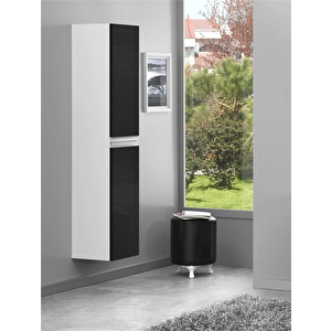 Terme 35 Cm Parlak Siyah Banyo Boy Çamaşır Dolabı