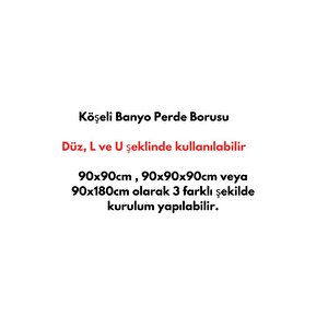 Banyo Perde Borusu Köşe Boru 90x3 Siyah Duş Perde Borusu Perde Askısı Duş Borusu Metal