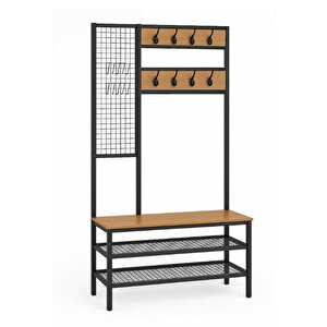 Metal Portmanto, Elbise Askılığı, Vestiyer, Ayakkabılık, Siyah, Tel Askılık