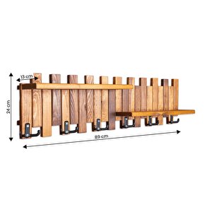 Ahşap Duvar Ve Kapı Askısı Elbise Askılık 2 Raflı Çit Model 6 Askılı