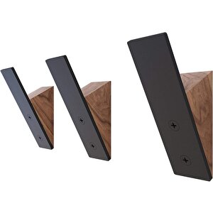 Duvar Askılığı Askısı - 3'lü Set - Metal Ahşap Siyah Metal Askılar, Duvar Askıları - Dekoratif Duvar Askıları - Duvar Askıları