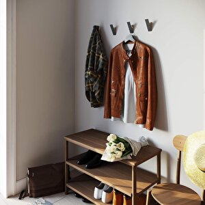 Duvar Askılığı Askısı - 3'lü Set - Metal Ahşap Siyah Metal Askılar, Duvar Askıları - Dekoratif Duvar Askıları - Duvar Askıları