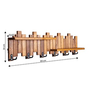 Ahşap Duvar Ve Kapı Askısı Elbise Askılık Portmanto 6 Askılı Piyano 2 Raflı Model