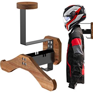 Kask Askısı - Motosiklet Kask Askısı Duvar Montajı, Masif Ahşap Ve Ağır Hizmet Tipi Çelik Kask Duvar Montajı Motosiklet/futbol/bis