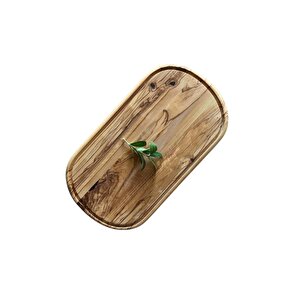 Zeytin Ağacı Ahşap Dikdörtgen Oluklu Steak Tahtası Büyük 37x18