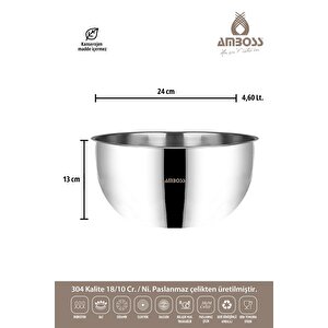 Amboss Stone 3 Parça Paslanmaz Çelik Karıştırma Kabı Kase