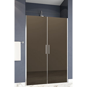 Mono Temperli 6 Mm Boy Menteşeli Ön Cephe Duşakabin Krom Profil Bronz Reflekte Cam 129 cm