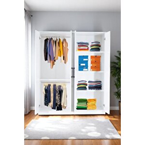 4 Kapılı Beyaz Gardırop Dolap T-900 120 X 174 X 45