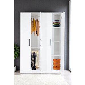 4 Kapılı Beyaz Gardırop Dolap T-900 120 X 174 X 45