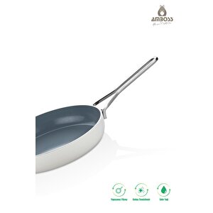 3 Parça Sera Pratik Yanmaz Yapışmaz Seramik Basık Tencere Tava Seti 26 Cm – Beyaz