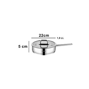 Nova Paslanmaz Çelik Cam Kapaklı Tava 22x5 Cm