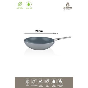 Sera Nova Yanmaz Yapışmaz Seramik Wok Tava 28 Cm – Gri