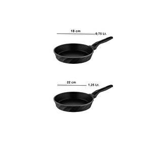 Kuvars 2 Parça Döküm Titanyum Kaplama Tava Seti 18-22 Cm