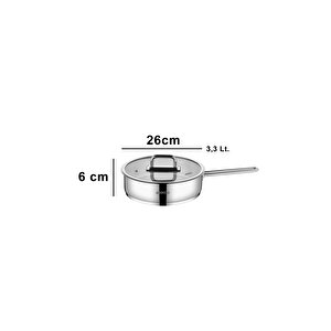 Nova Paslanmaz Çelik Cam Kapaklı Tava 26x6 Cm